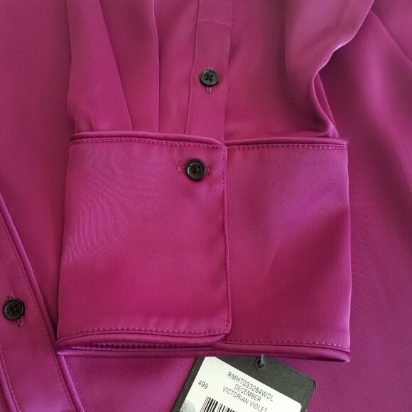 Rachel Roy Collection Satin Blouse Victorian Violet PLUS SIZE 24W Stretch Purple - Picture 12 of 12